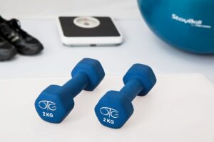 2kg dumbbells and other gym equipment