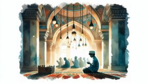 people praying in mosque illustration